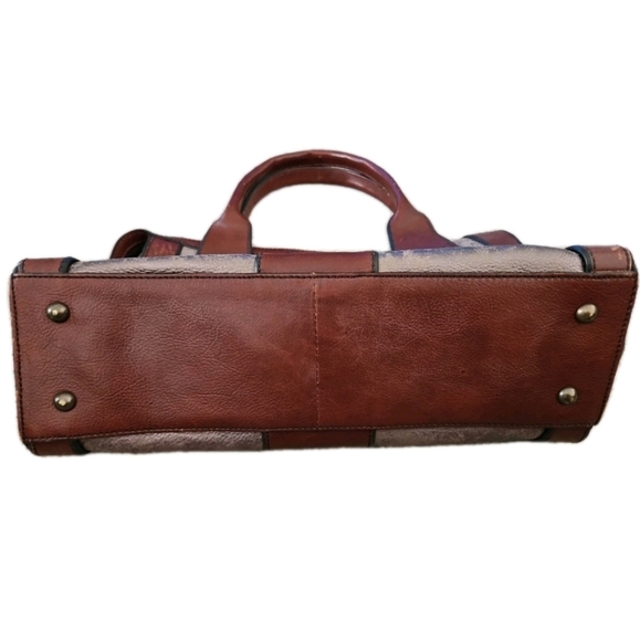Fossil Long Live Vintage Gray And Brown Crackled Leather Reissue Bag - Picture 3 of 15